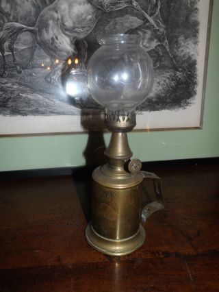 Antique French Lampe Nickel Oil Lamp Style Pigeon/ Brass Reflector & Shade photo
