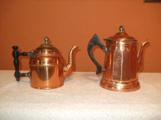 Antique Copper & Tin Coffee & Tea Pot photo