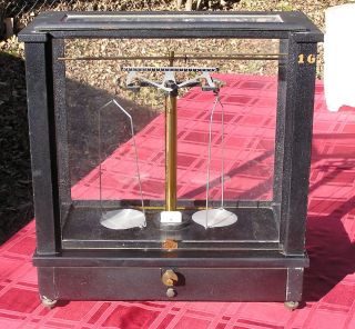 Rare Antique Balance Scale Type Lh Chain Weight Analytical Assay W/fract Jeweler photo