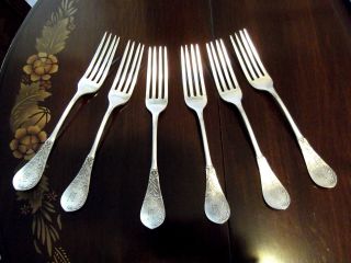 (6) Antique Wattles & Sheafer Silver Plate Forks 1868 - 1890 Mono ' H ' photo