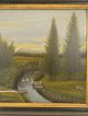 Antique 19thc Primitive River Valley Folk Art Americana Landscape Oil Painting Primitives photo 1
