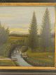 Antique 19thc Primitive River Valley Folk Art Americana Landscape Oil Painting Primitives photo 1