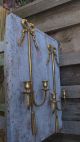 Vintage Pair Mid Century Brass Ribbon Wall Sconce Double Taper Candle Holders Chandeliers, Fixtures, Sconces photo 1