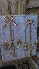 Vintage Pair Mid Century Brass Ribbon Wall Sconce Double Taper Candle Holders Chandeliers, Fixtures, Sconces photo 5