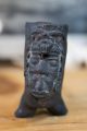 Pre - Columbian Style Black Pottery Effigy Smoking Pipe Vessel Figural Face Piece The Americas photo 3
