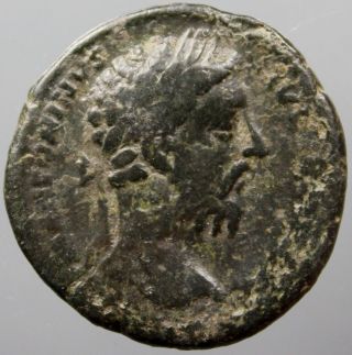 Marcus Aurelius,  Ae - As,  Bronze,  Rivergod Tiber Reclining,  Minted Rome 174 - 175 Ad photo