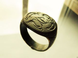 Post - Medieval Bronze Seal - Ring (1115). photo