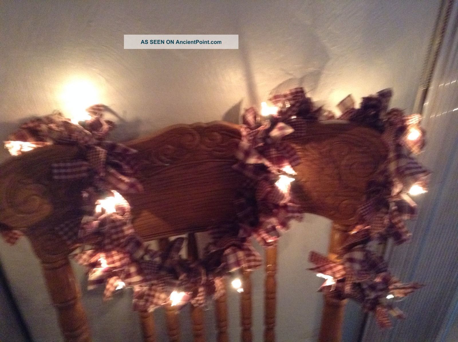 Country,  Primitive 10 ' Barn Red And Tan Garland,  Swag Hand Tied With Lights Primitives photo