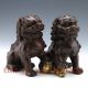Chinese Bronze Gilt Copper Handwork Carved Pair Lion Statue Other Antique Chinese Statues photo 2