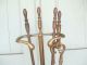 Mid Century Modern Brass Fire Place Tools W/ Stand Turned Handle - 20th.  Century Hearth Ware photo 1
