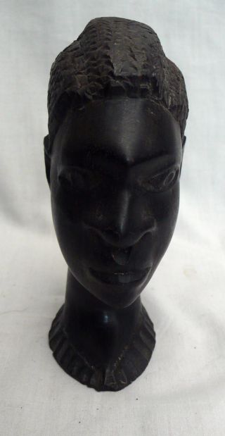 Antique C1920 ' S /30 ' S Deco African Hard Wood Ebony Hand Carved Bust Of Woman photo