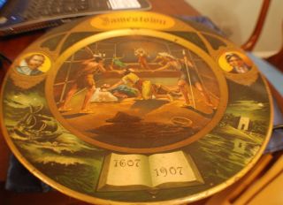 Vienna Art Plate Circa 1905 Commemorates Jamestown 1607 - 1907 Pocahantas/j.  Smith photo