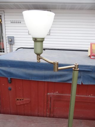 Vintage Antique Cast Iron Floor Lamp Milk Glass Shade Lights Architectural Loft photo