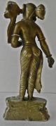 1850s Indian Antique Hand Crafted Engraved Brass Lady Figurine Metalware photo 1