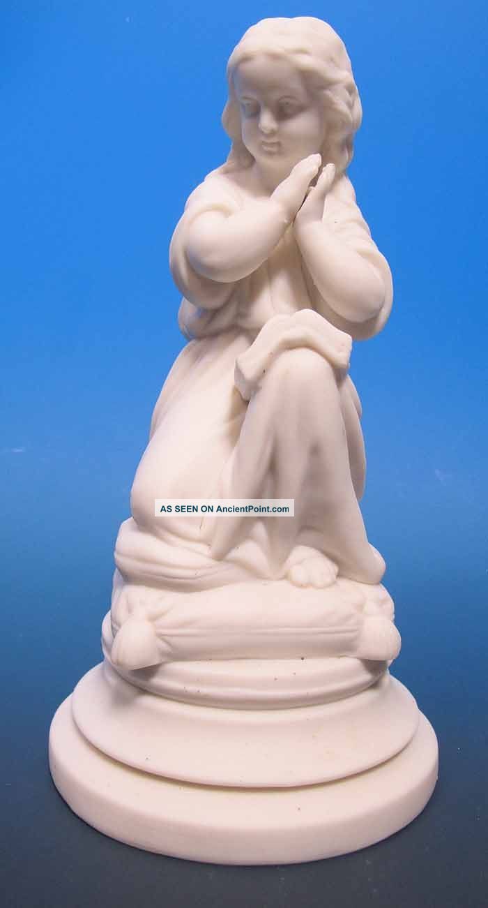 Antique Chalkware Child Angel Puti Praying With Bible Figurine Sculpture 2 Yqz Figurines photo