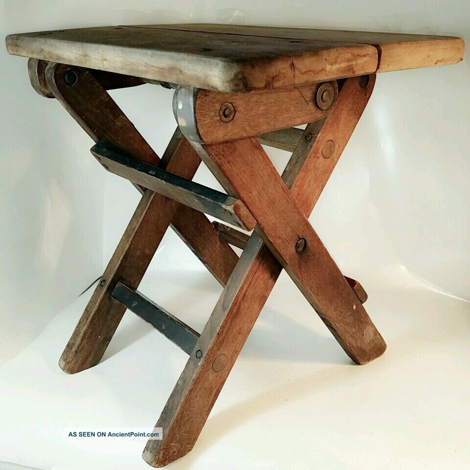 Antique Vintage Shoe Shining Folding Street Foot Stool Table Circa 1900s Other Mercantile Antiques photo