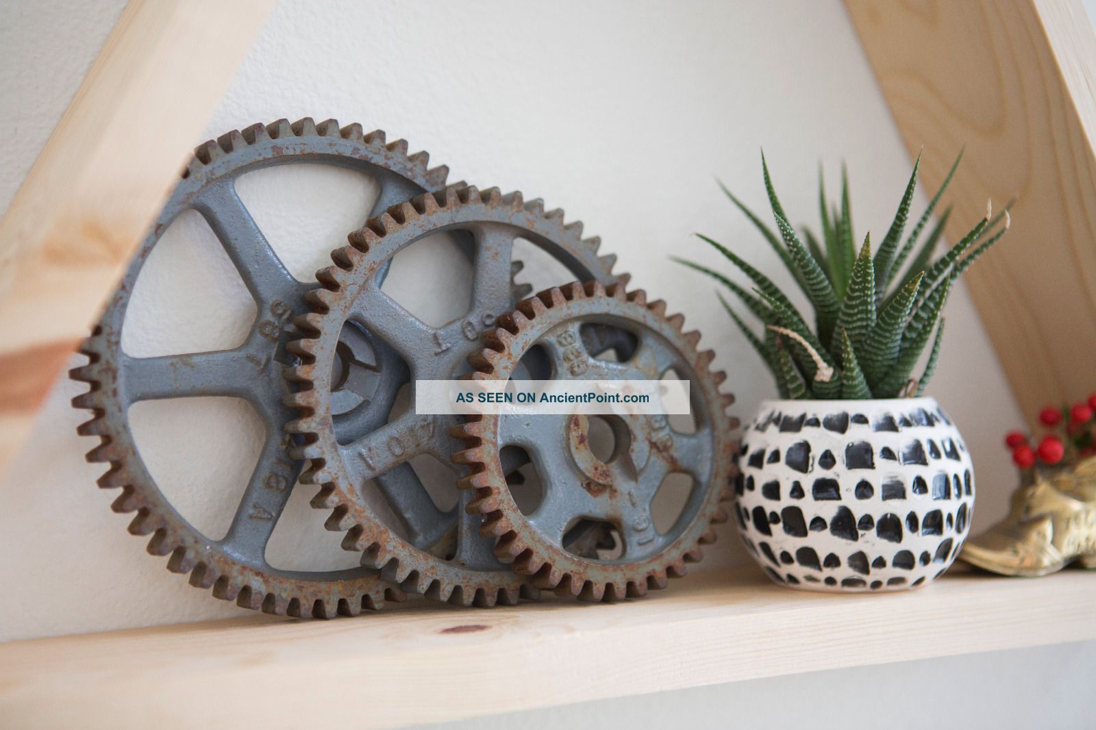 3 Vintage Industrial Machine Transmission Gears Art Steampunk Decor Other Mercantile Antiques photo
