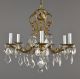 Spanish Brass & Crystal Chandelier C1950 Vintage Antique French Style Ornate Chandeliers, Fixtures, Sconces photo 6