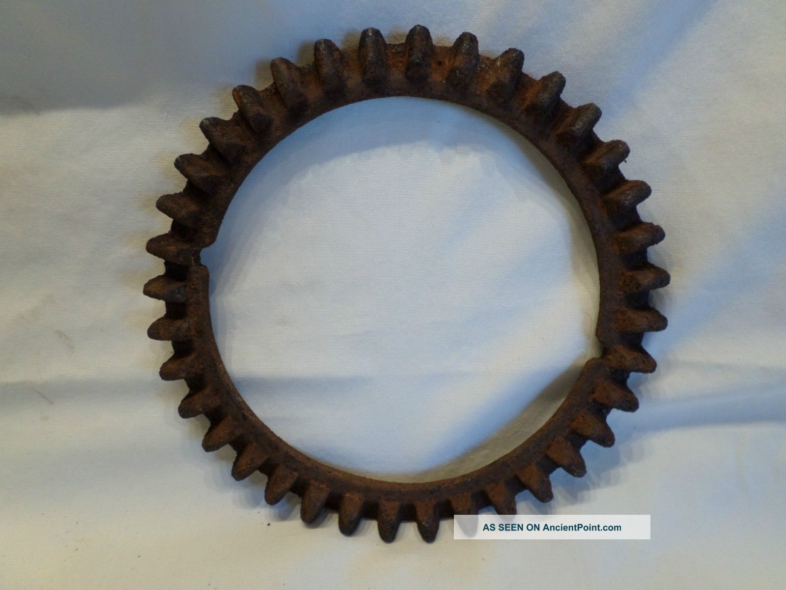 Antique Primitive Heavy Cast Iron Planter Toothed Gear Wheel Ring Steampunk Primitives photo