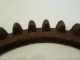 Antique Primitive Heavy Cast Iron Planter Toothed Gear Wheel Ring Steampunk Primitives photo 4