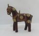 Indian Vintage Hand Made Unique Look Wooden With Brass Fitted Decorative Horse Carved Figures photo 1