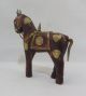 Indian Vintage Hand Made Unique Look Wooden With Brass Fitted Decorative Horse Carved Figures photo 2