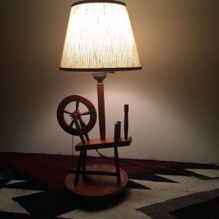 Old Spinning Wheel Table Lamp Vg Cond.  Everything Great photo