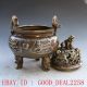 Chinese Brass Handwork Carved Dog Incense Burner W Qianlong Mark Incense Burners photo 4