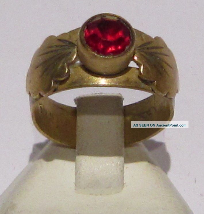 Vintage Bronze Ring With Red Stone From The Early 20th Century 952 Other Antiquities photo