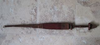 Vintage Old Mid 1900 ' S African Congo Short Sword With Leather Sheath photo