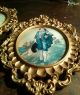 Vtg Fancy Ornate Hollywood Regency Oval Gold Plastic Framed Pictures Italy Mirrors photo 4