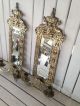 Exquisite Heavy Early 1900s Brass Wall Sconces Beveled Mirror Fish Top Mirrors photo 1