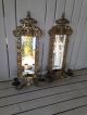 Exquisite Heavy Early 1900s Brass Wall Sconces Beveled Mirror Fish Top Mirrors photo 2
