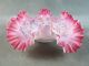 C1890 Victorian Art Glass Bride ' S Bowl Shaded Pink W/floral Enamel Bowls photo 1