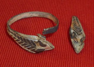 Celtic Ancient Silver Ring - Snake Circa 100 Bc - 1745 - photo