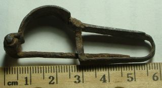Rare Ancient Roman Iron P Shaped Tied Foot Fibula Brooch Artifact 4c Ad photo