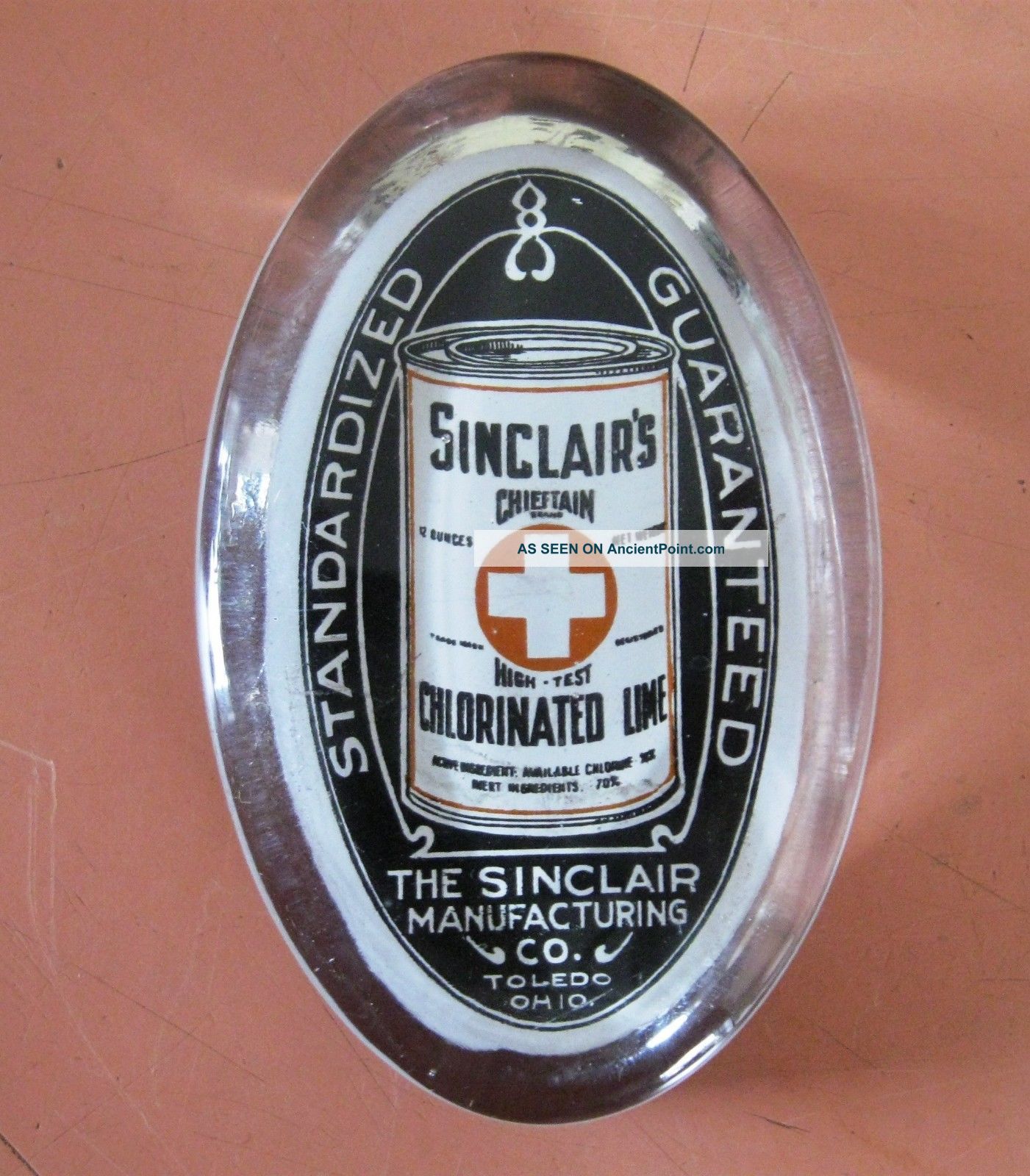 Exc.  Cond.  2 - Color Milkglass - Backed Paperweight,  Sinclair ' S Lime,  Toledo,  Oh Other Mercantile Antiques photo