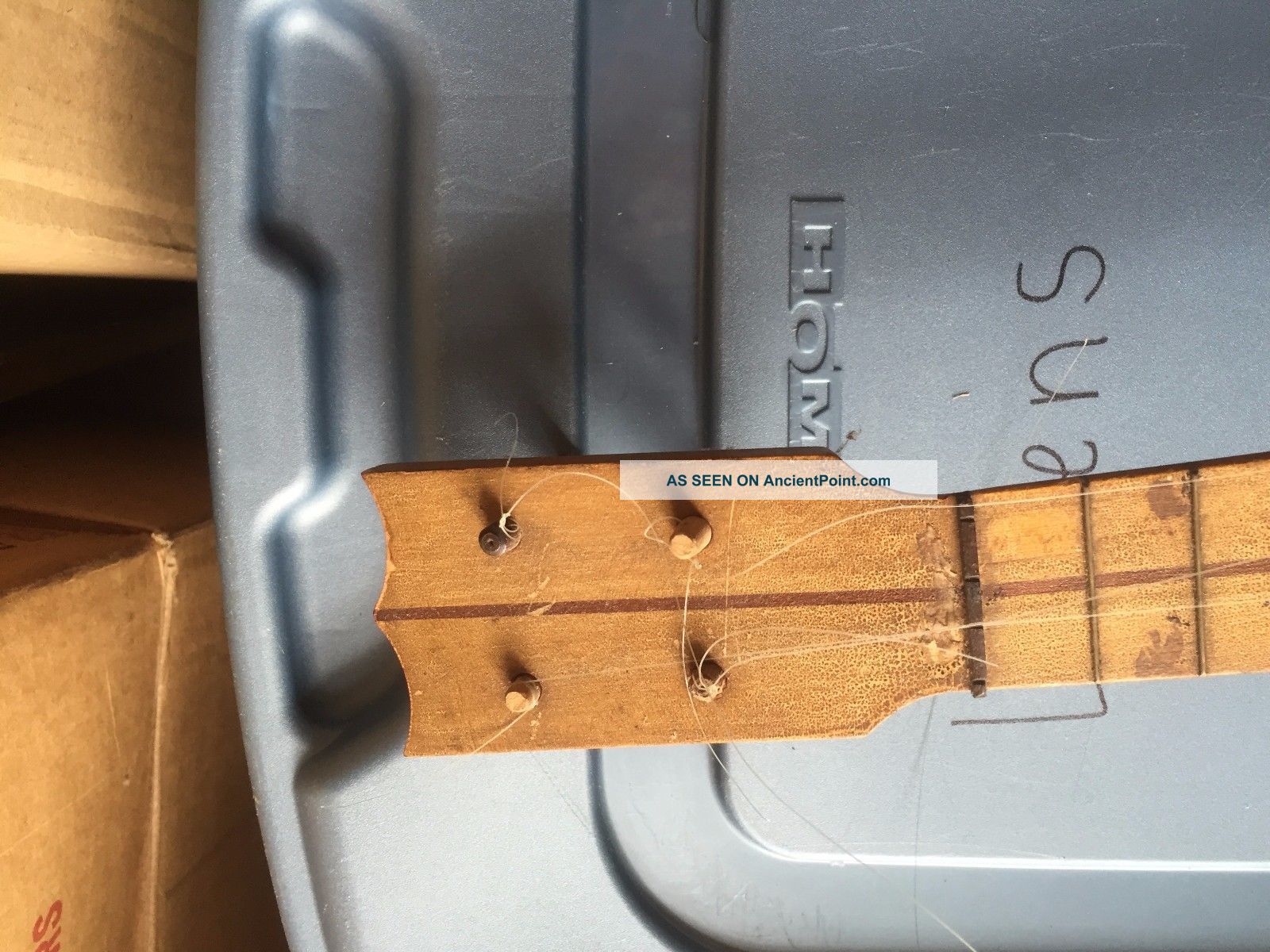 Antique Inlaid Mixed Woods Banjo From Estate 4 Strings As Found Unrestored String photo