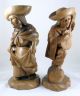 Large Vintage Carved Wood Figures Pair Dancer & Guitarist By Yepez Adan Ecuador Carved Figures photo 4
