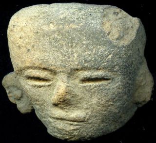 Pre - Columbian Aztec Zolapan Clay Figure Head,  Ca; 800 - 1400ad photo