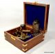 Vintage Antique Style Brass Sextant Brass Telescope With Wooden Box Sextants photo 5