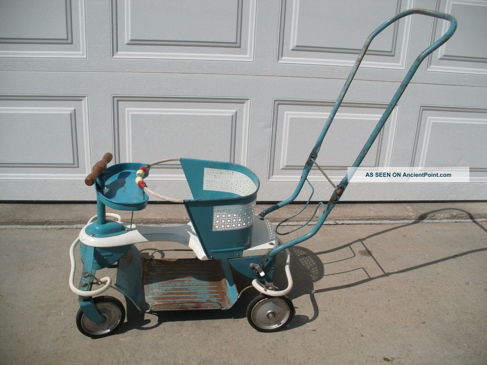 Vintage 1950 ' S Taylor Tot Baby Stroller Walker Blue W/labels And Beads Baby Carriages & Buggies photo