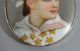Antique Victorian Miniature Porcelain Portrait Painting Girl Sailor Outfit Pin Other Maritime Antiques photo 3