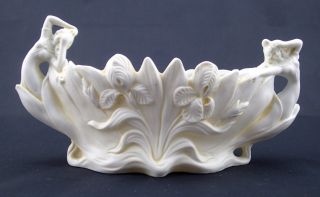 Antique Germany White Bisque Porcelain Art Noveniu Vase Centerpiece photo