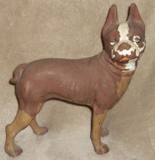 Antique Hubley? Cast Iron Bulldog Boston Terrier Bull Dog Door Stop Doorstop And photo