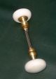 Antique White Porcelain & Brass Base Door Knobs On Spindle Full Size Victorian Door Knobs & Handles photo 2