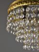 Swarovski Crystal Flush Mount Chandelier C1950 Vintage Antique Brass Gold Lights Chandeliers, Fixtures, Sconces photo 1