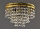 Swarovski Crystal Flush Mount Chandelier C1950 Vintage Antique Brass Gold Lights Chandeliers, Fixtures, Sconces photo 3