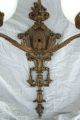 Vintage Pair 2 Arm Bronze Wall Sconces W Shades Hollywood Co.  French Form Chandeliers, Fixtures, Sconces photo 2