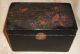 Estate Find Japanese ? Vintage Lacquer Wooden Tea Caddy Birds Divided Lids With Tea Caddies photo 1